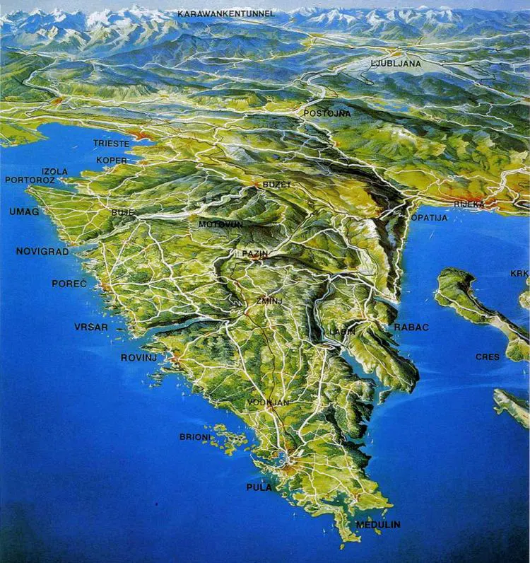 mapa hrvatske obale istra